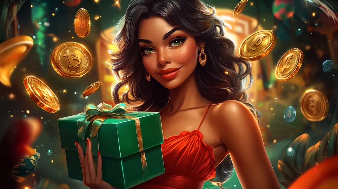 A happy woman with curly black hair holds cash, with a large 'BONUS' sign, as casino chips, cards, and money are flying around, celebrating a win at JILIX.